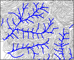 図－2　落水線（上図中心点から流出）
